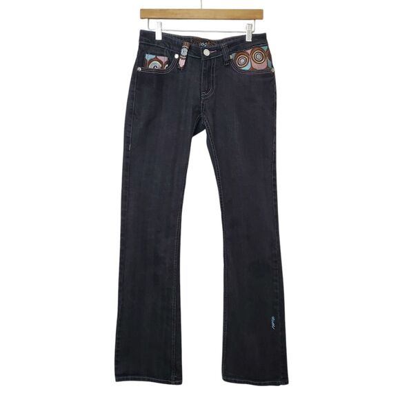 Coogi Womens Low Rise Straight Leg Jeans Size 9/10 Pink Blue Brown Embroidery - Picture 2 of 7